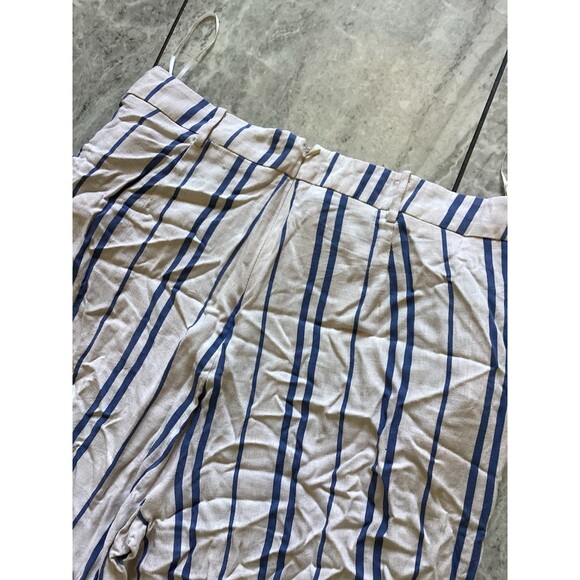 Lucy Paris Blue Beige Striped Wide Leg Pants M - Picture 4 of 7